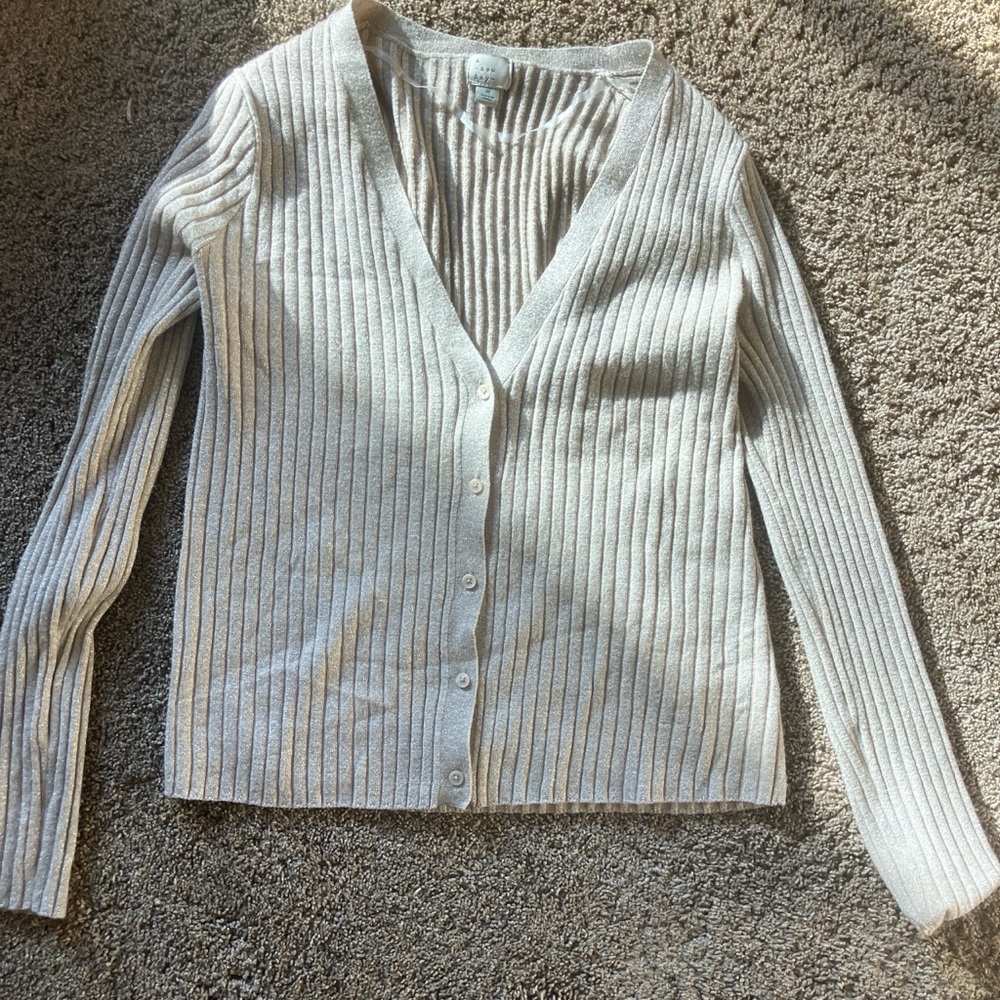 a new day Cream Cardigan Sweater with Ribbed Knit
